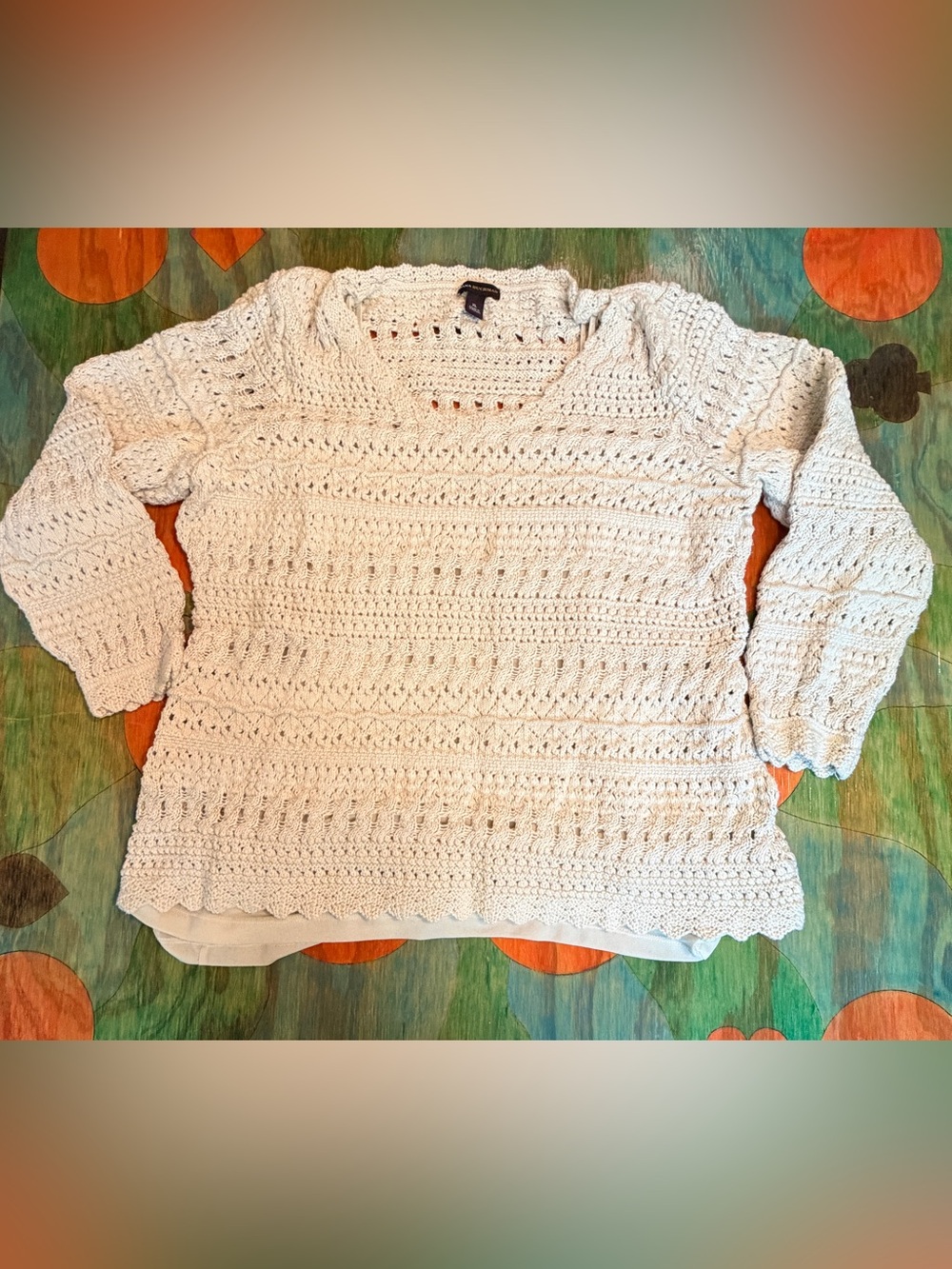 Dana Buchman Cream Thick Knit Lined Sweater Top Size XL Tank Top Under Heavyweig